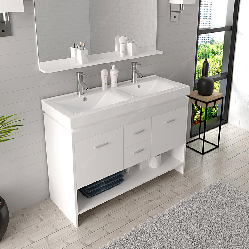 Modern Fittings Gloria 48" Double Bath Vanity with Ceramic Top and Integrated Square Sinks Faucets