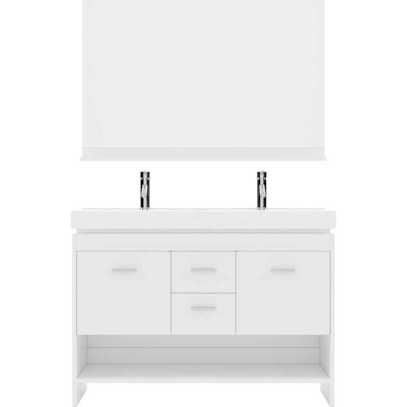 Modern Fittings Gloria 48" Double Bath Vanity with Ceramic Top and Integrated Square Sinks Faucets