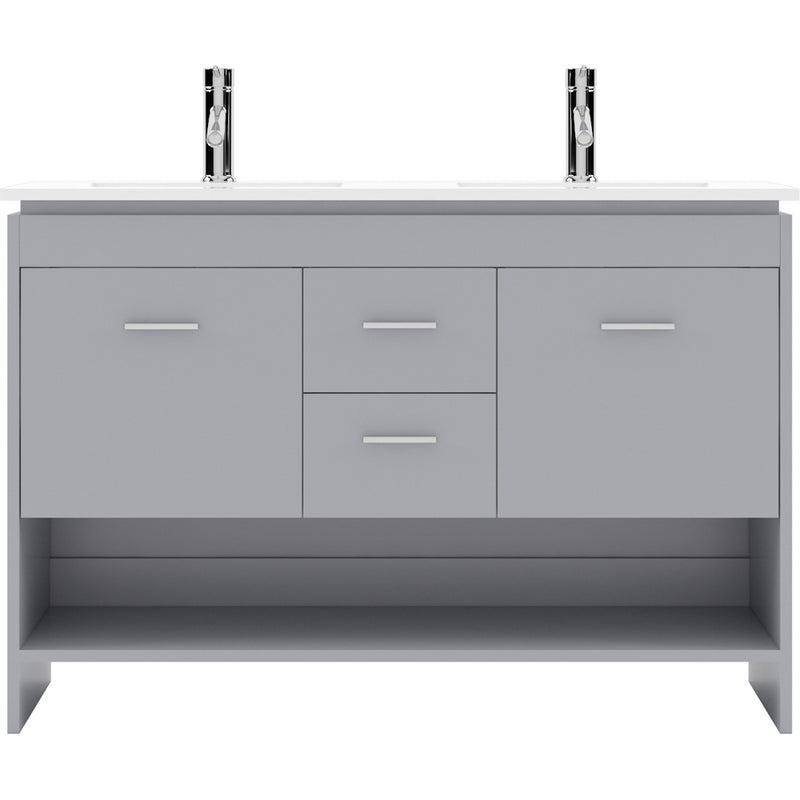 Modern Fittings Gloria 48" Double Bath Vanity with White Ceramic Top and Integrated Square Sinks