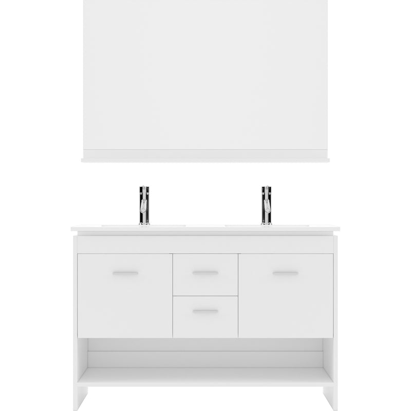 Modern Fittings Gloria 48" Double Bath Vanity with White Ceramic Top and Integrated Square Sinks