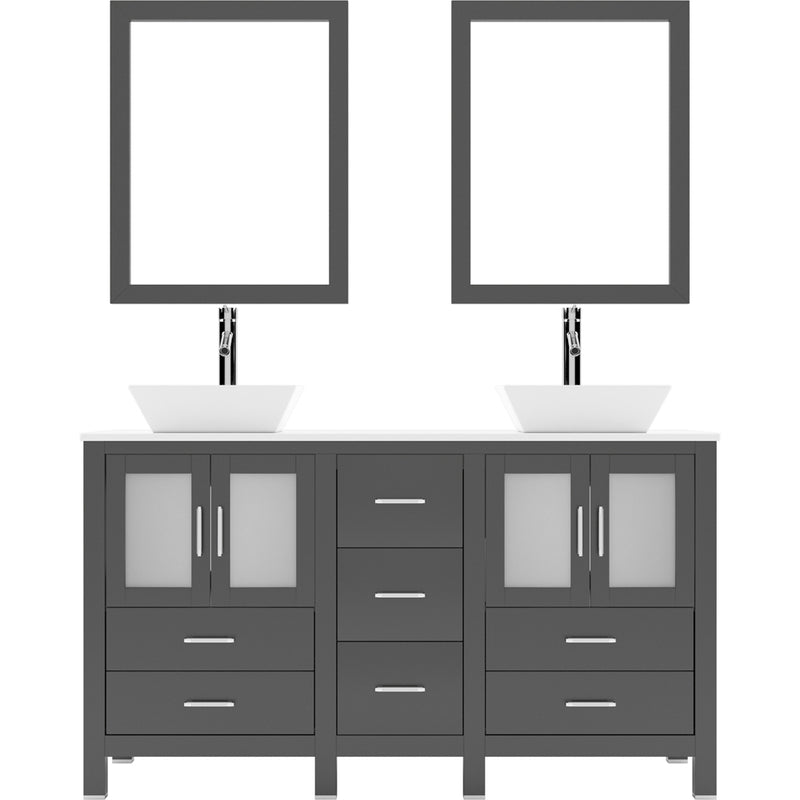 Modern Fittings Bradford 60" Double Bath Vanity with Engineered Stone Top and Square Sinks