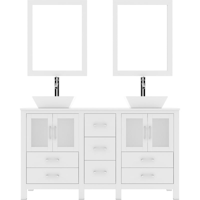 Modern Fittings Bradford 60" Double Bath Vanity with Engineered Stone Top and Square Sinks Faucets