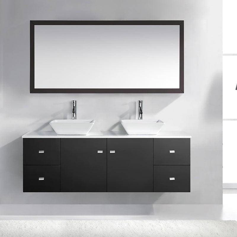 Modern Fittings Clarissa 61" Double Bath Vanity with Engineered Stone Top and Square Sinks Faucets