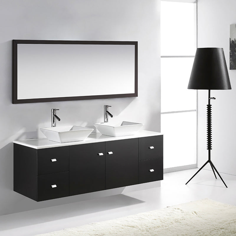 Modern Fittings Clarissa 61" Double Bath Vanity with Engineered Stone Top and Square Sinks Faucets