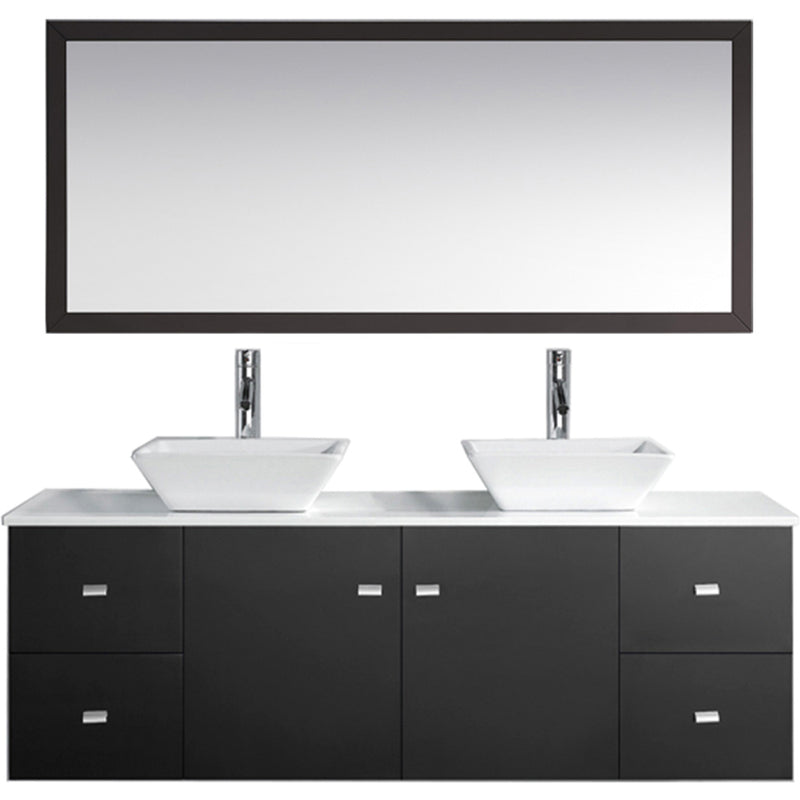 Modern Fittings Clarissa 61" Double Bath Vanity with Engineered Stone Top and Square Sinks with Mirror