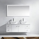 Modern Fittings Clarissa 61" Double Bath Vanity with Engineered Stone Top and Square Sinks with Mirror