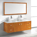 Modern Fittings Clarissa 61" Double Bath Vanity in Honey Oak with Engineered Stone Top and Square Sinks