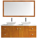 Modern Fittings Clarissa 61" Double Bath Vanity in Honey Oak with Engineered Stone Top and Square Sinks Nickel Faucets