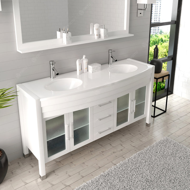 Modern Fittings Ava 63" Double Bath Vanity with Engineered Stone Top and Round Sinks