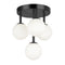 Dainolite 4 Light Flush Mount Matte Black with White Opal Glass MGL-94FH-MB