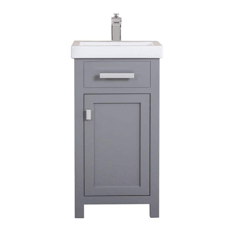 Water Creation 18" Cashmere Gray MDF Single Bowl Ceramics Top Vanity with Single Door From The MIA Collection MI18CR01CG-000000000