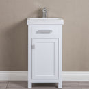 Water Creation 18" Pure White MDF Single Bowl Ceramics Top Vanity with Single Door From The MIA Collection MI18CR01PW-000000000