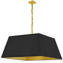 Dainolite 1 Light Extra Large Milano Pendant Aged Brass with Black and Gold Shade MIL-XL-AGB-698