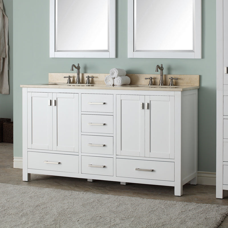 Avanity Modero 61 inch Double Vanity Combo MODERO-VS60-WT-B