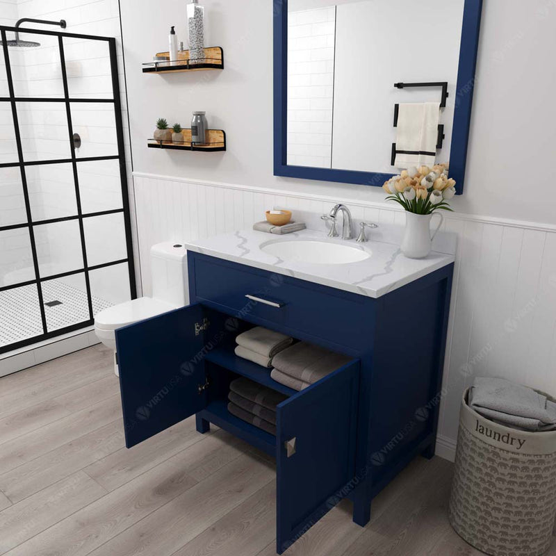 Modern Fittings Caroline 36" Single Bath Vanity with Calacatta Quartz Top and Round Sink