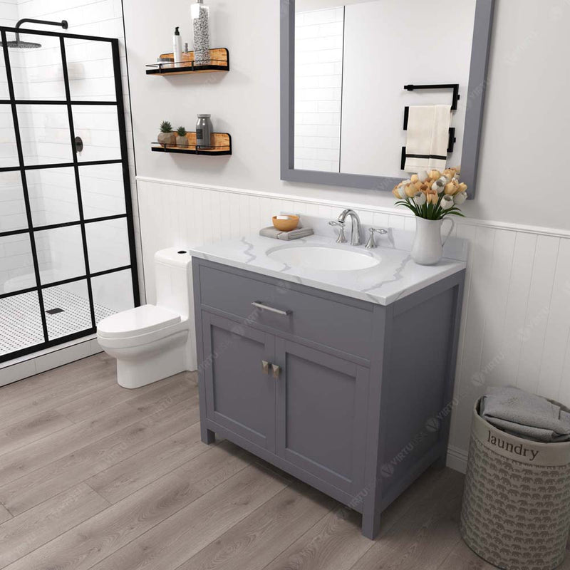 Modern Fittings Caroline 36" Single Bath Vanity with Calacatta Quartz Top and Round Sink Faucet