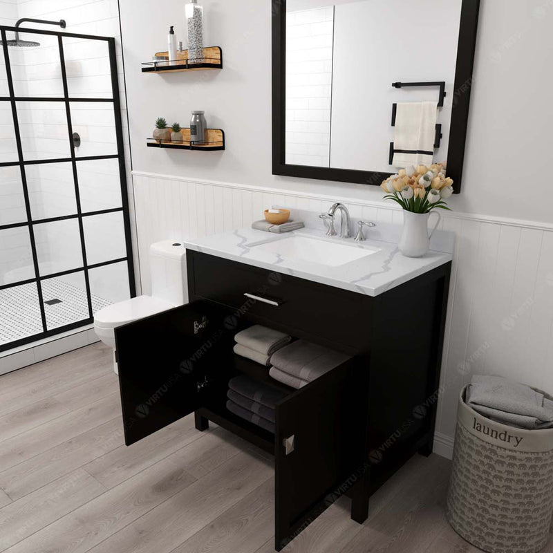 Modern Fittings Caroline 36" Single Bath Vanity with Calacatta Quartz Top and Square Sink Faucet