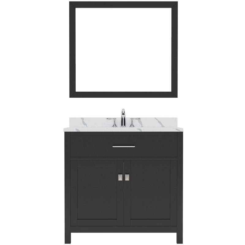 Modern Fittings Caroline 36" Single Bath Vanity with Calacatta Quartz Top and Square Sink Faucet