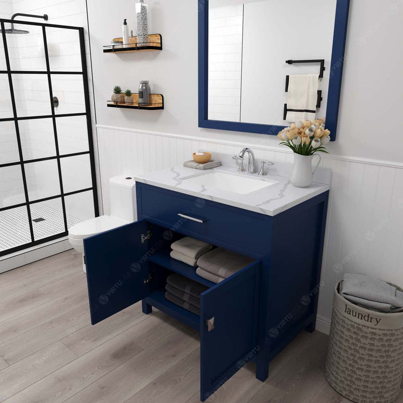 Modern Fittings Caroline 36" Single Bath Vanity with Calacatta Quartz Top and Square Sink Faucet