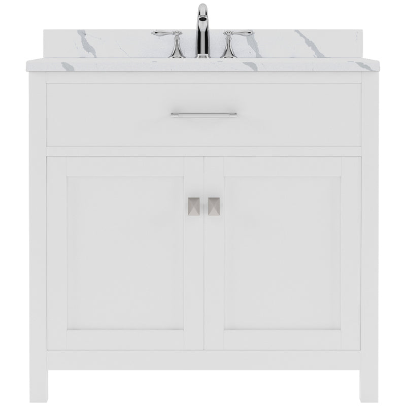 Modern Fittings Caroline 36" Single Bath Vanity with Calacatta Quartz Top and Square Sink