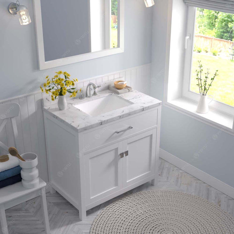 Modern Fittings Caroline 36" Single Bath Vanity with Cultured Marble Quartz Top and Square Sink