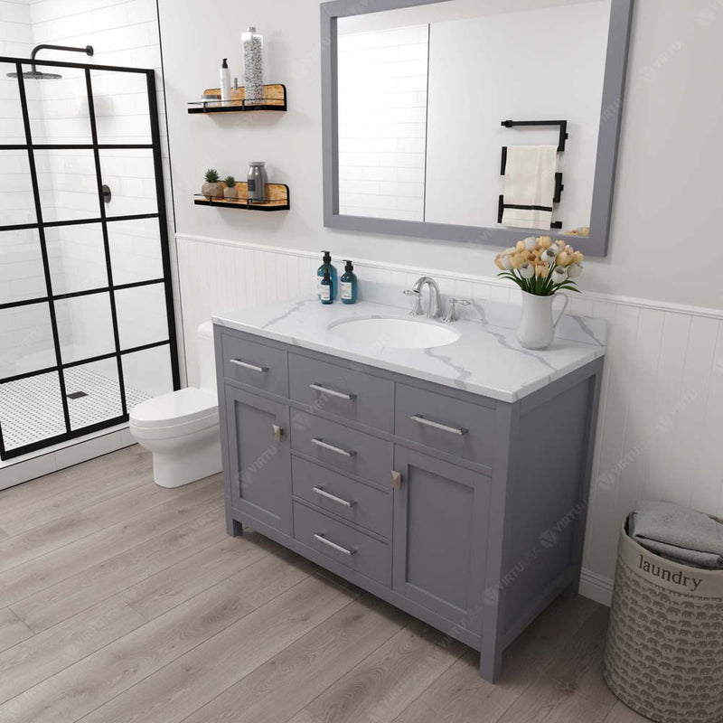 Modern Fittings Caroline 48" Single Bath Vanity with Calacatta Quartz Top and Round Sink