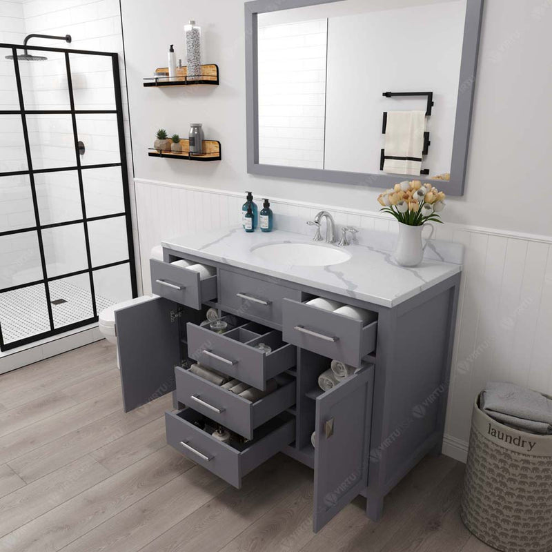 Modern Fittings Caroline 48" Single Bath Vanity with Calacatta Quartz Top and Round Sink