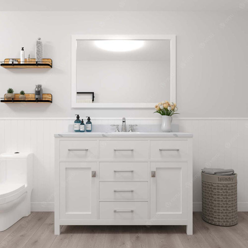 Modern Fittings Caroline 48" Single Bath Vanity with Calacatta Quartz Top and Round Sink