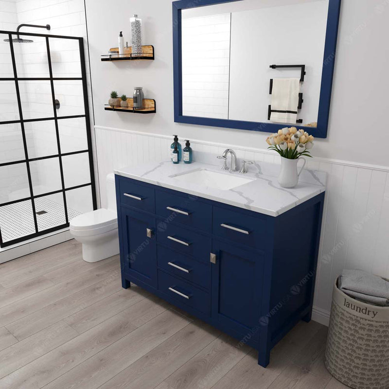 Modern Fittings Caroline 48" Single Bath Vanity with Calacatta Quartz Top and Square Sink Faucet