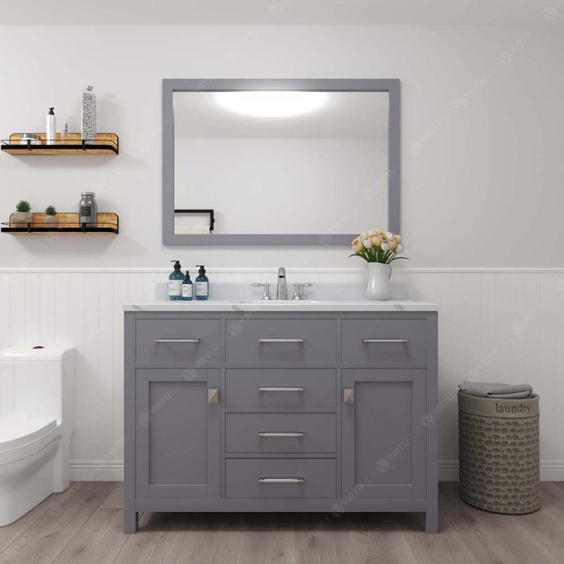 Modern Fittings Caroline 48" Single Bath Vanity with Calacatta Quartz Top and Square Sink Faucet