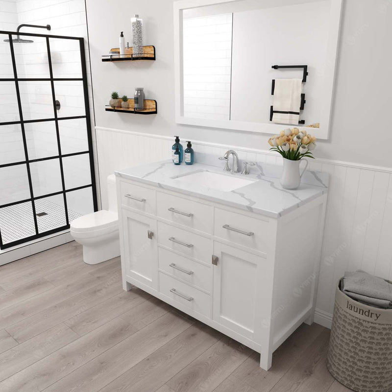 Modern Fittings Caroline 48" Single Bath Vanity with Calacatta Quartz Top and Square Sink