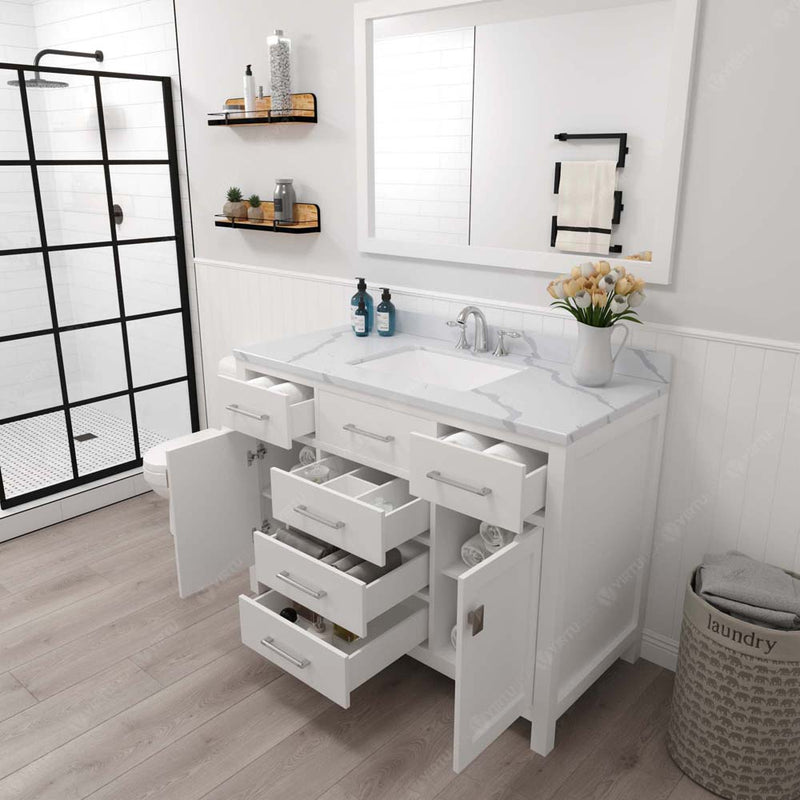 Modern Fittings Caroline 48" Single Bath Vanity with Calacatta Quartz Top and Square Sink