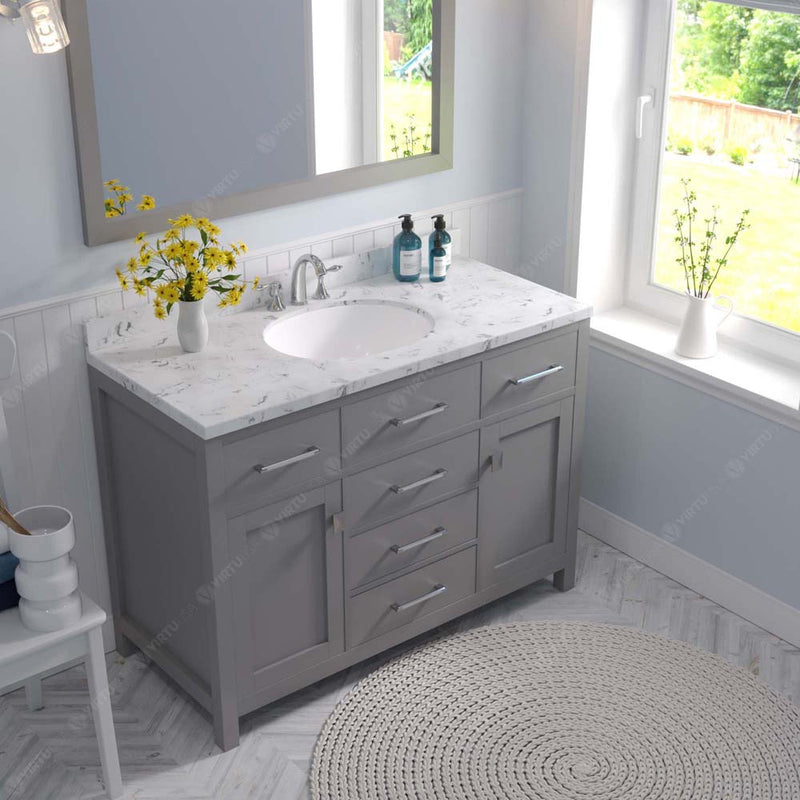 Modern Fittings Caroline 48" Single Bath Vanity with Cultured Marble Quartz Top and Round Sink