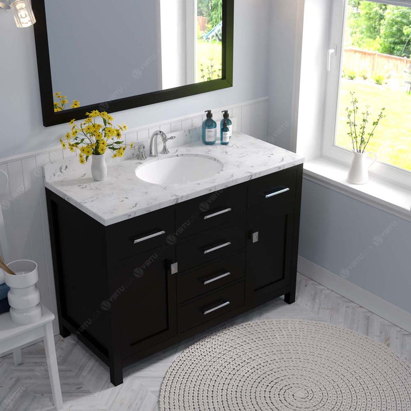 Modern Fittings Caroline 48" Single Bath Vanity with Cultured Marble Quartz Top and Round Sink