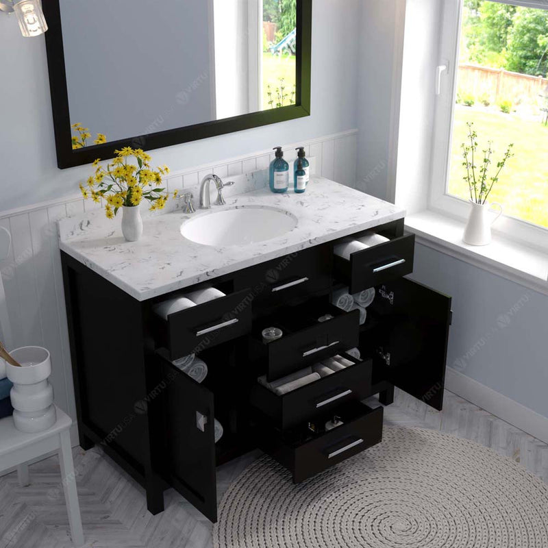 Modern Fittings Caroline 48" Single Bath Vanity with Cultured Marble Quartz Top and Round Sink