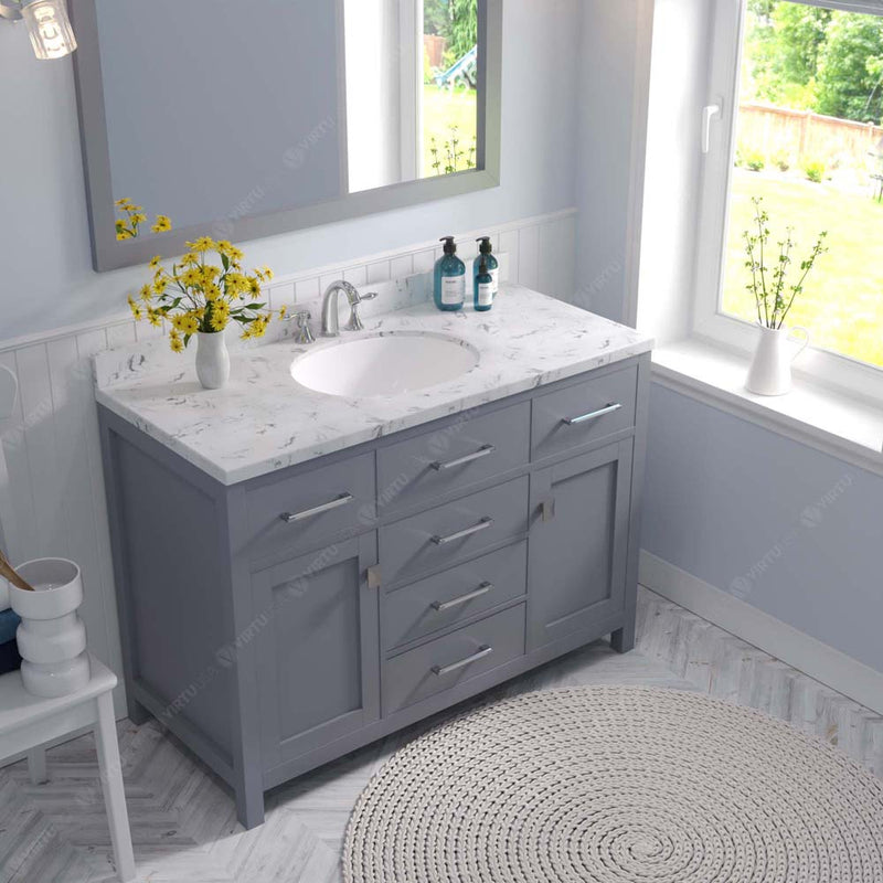 Modern Fittings Caroline 48" Single Bath Vanity with Cultured Marble Quartz Top and Round Sink