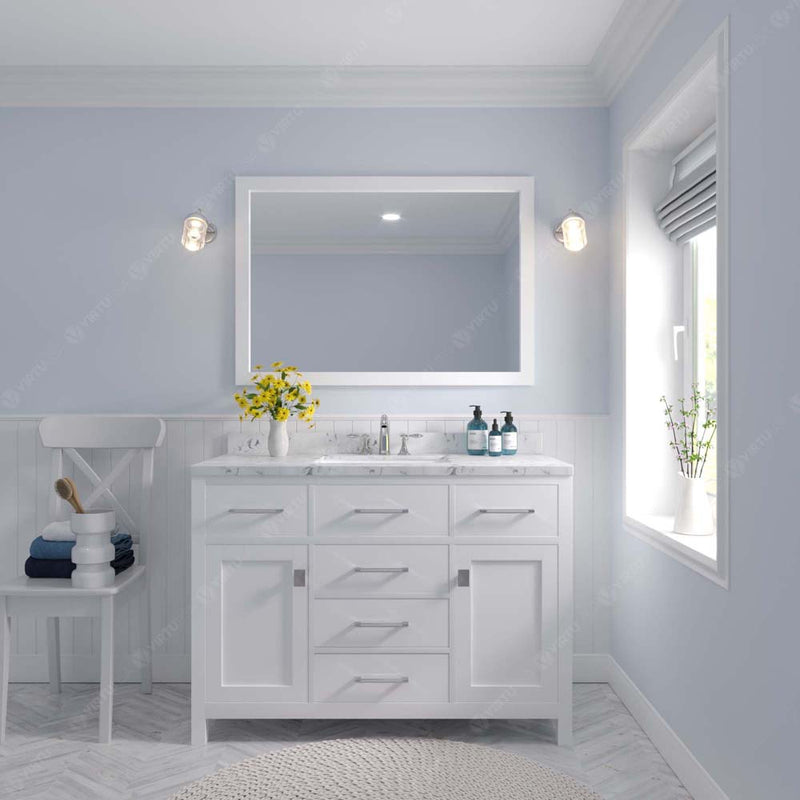 Modern Fittings Caroline 48" Single Bath Vanity with Cultured Marble Quartz Top and Round Sink