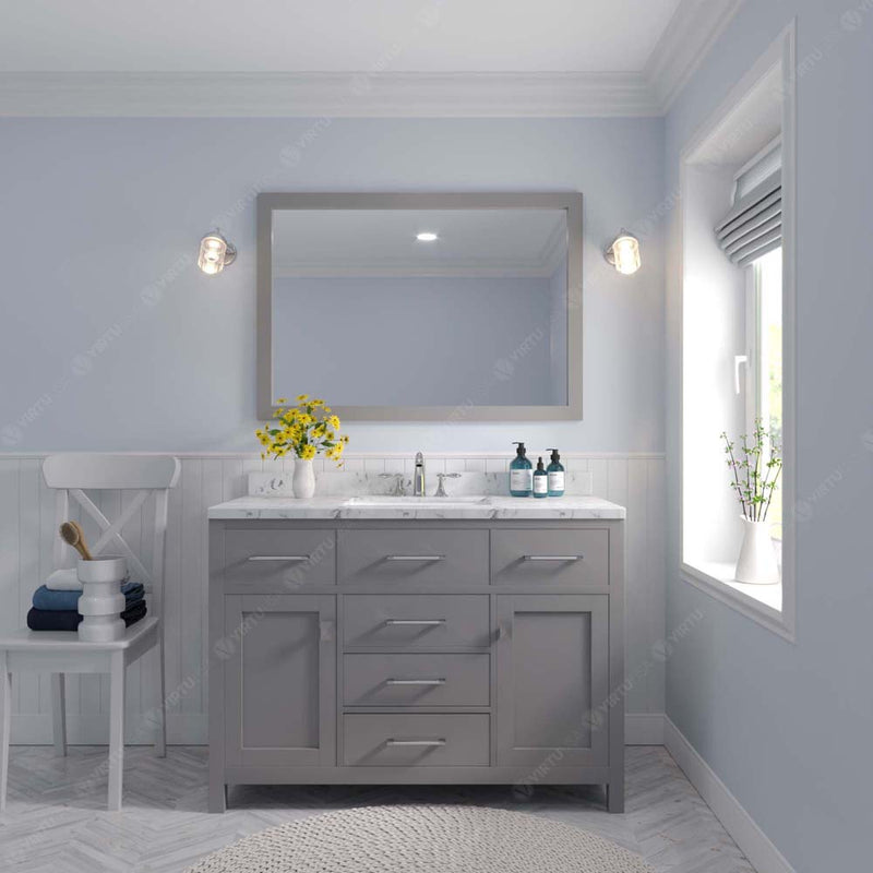 Modern Fittings Caroline 48" Single Bath Vanity with Cultured Marble Quartz Top and Square Sink Faucet