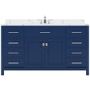 Modern Fittings Caroline 60" Single Bath Vanity with Calacatta Quartz Top and Round Sink