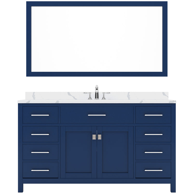 Modern Fittings Caroline 60" Single Bath Vanity with Calacatta Quartz Top and Round Sink Faucet