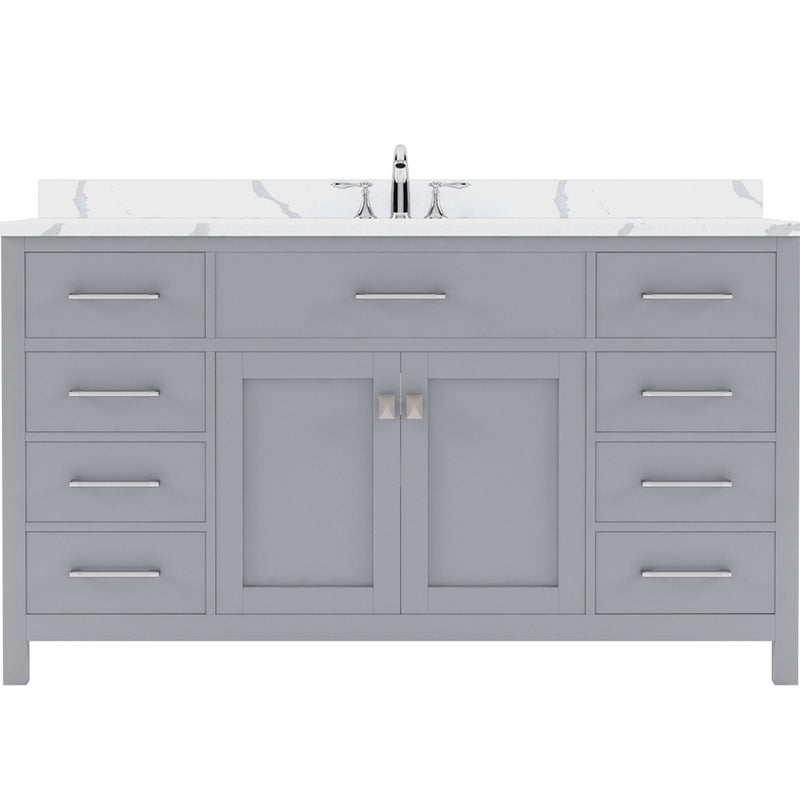 Modern Fittings Caroline 60" Single Bath Vanity with Calacatta Quartz Top and Round Sink