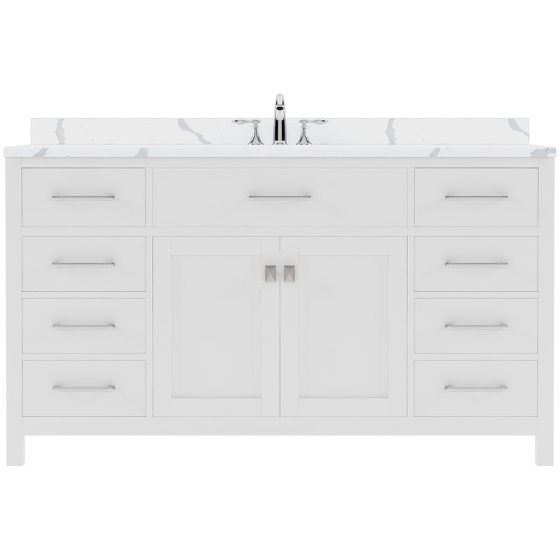 Modern Fittings Caroline 60" Single Bath Vanity with Calacatta Quartz Top and Round Sink