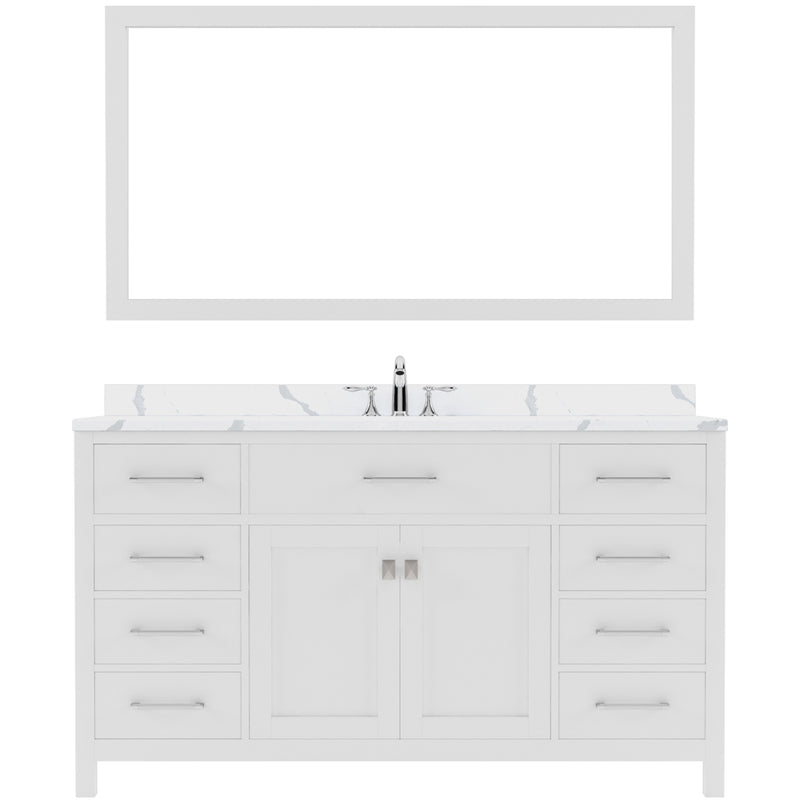 Modern Fittings Caroline 60" Single Bath Vanity with Calacatta Quartz Top and Round Sink