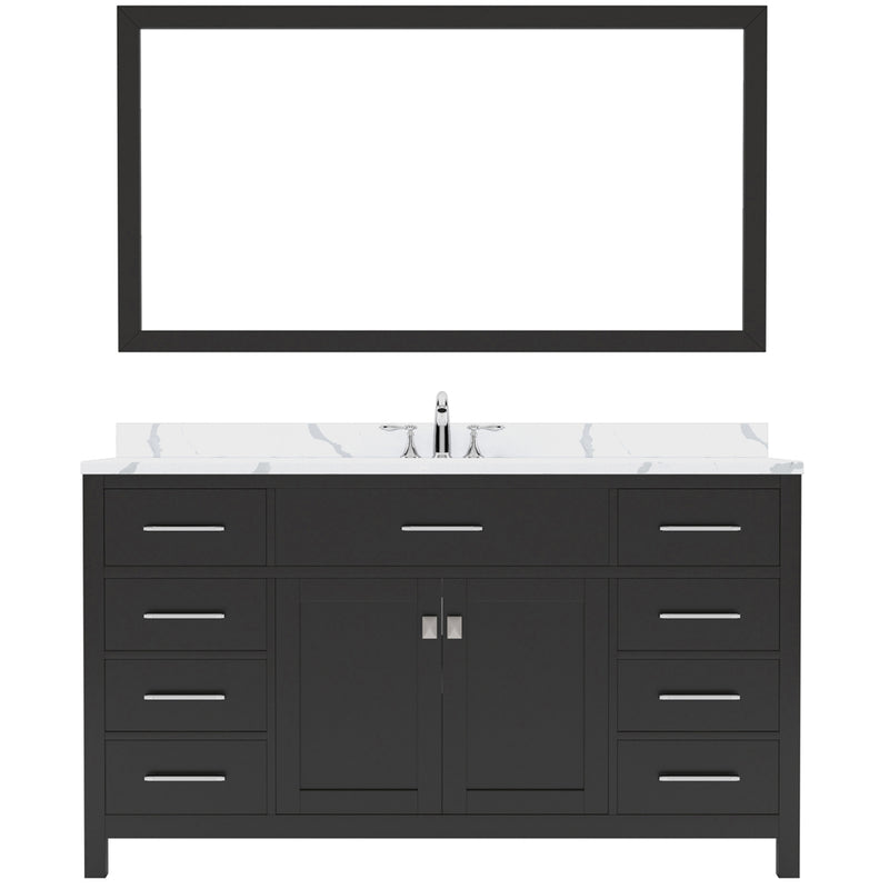 Modern Fittings Caroline 60" Single Bath Vanity with Calacatta Quartz Top and Square Sink