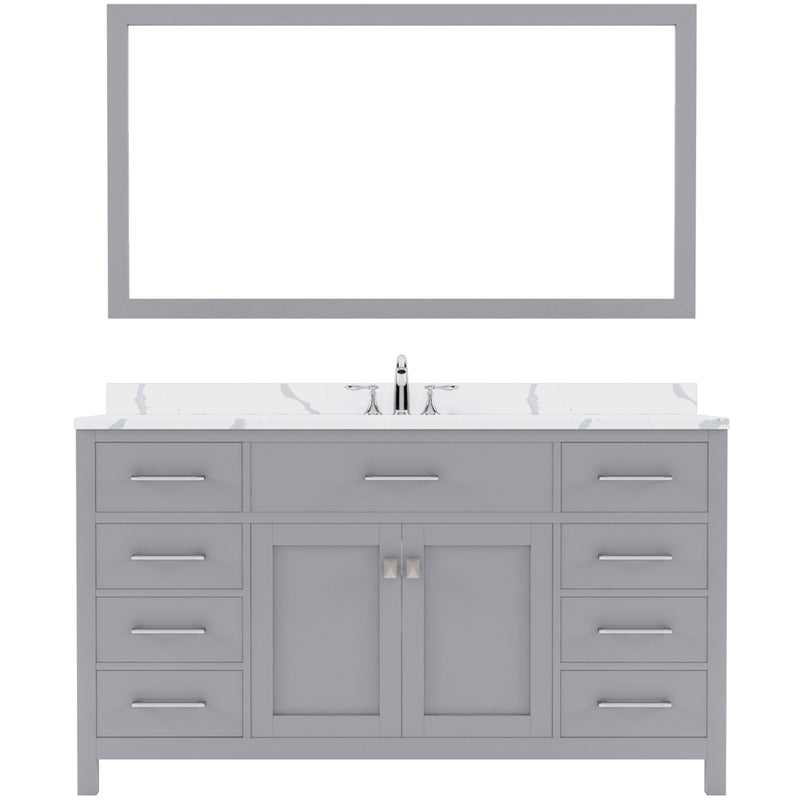 Modern Fittings Caroline 60" Single Bath Vanity with Calacatta Quartz Top and Square Sink