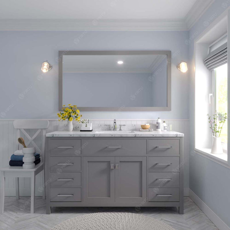 Modern Fittings Caroline 60" Single Bath Vanity with Cultured Marble Quartz Top and Round Sink