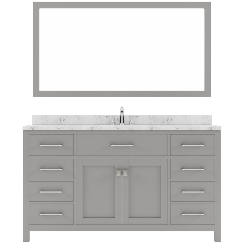 Modern Fittings Caroline 60" Single Bath Vanity with Cultured Marble Quartz Top and Round Sink