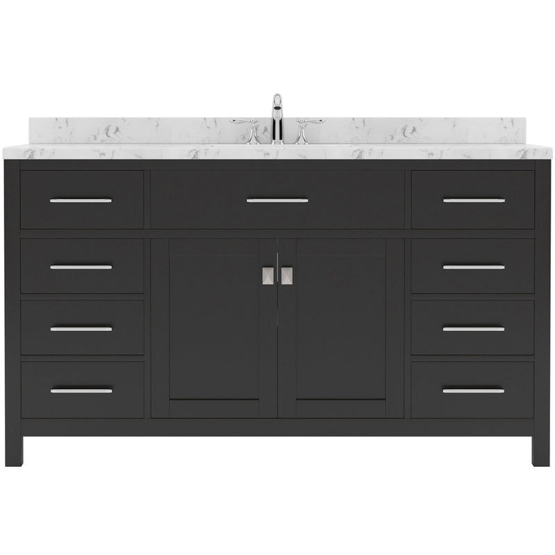 Modern Fittings Caroline 60" Single Bath Vanity with Cultured Marble Quartz Top and Round Sink