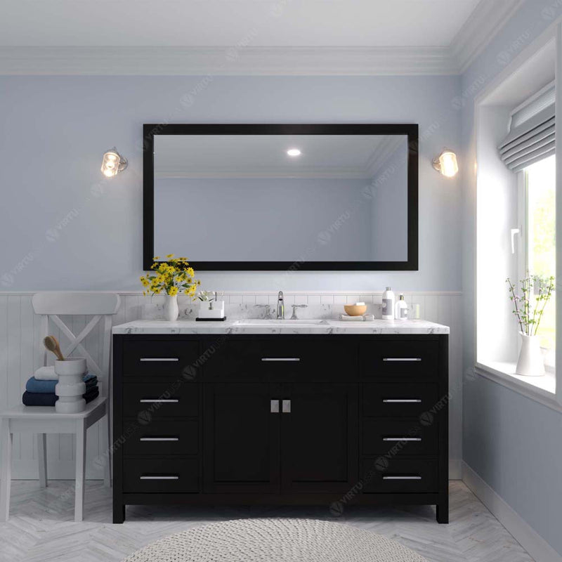 Modern Fittings Caroline 60" Single Bath Vanity with Cultured Marble Quartz Top and Round Sink Faucet