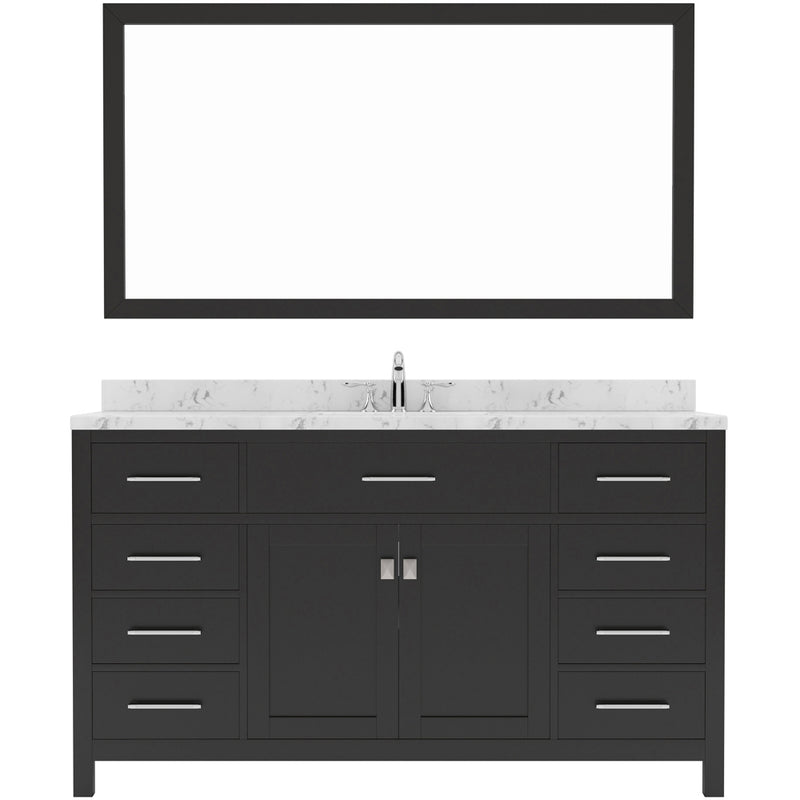 Modern Fittings Caroline 60" Single Bath Vanity with Cultured Marble Quartz Top and Round Sink Faucet